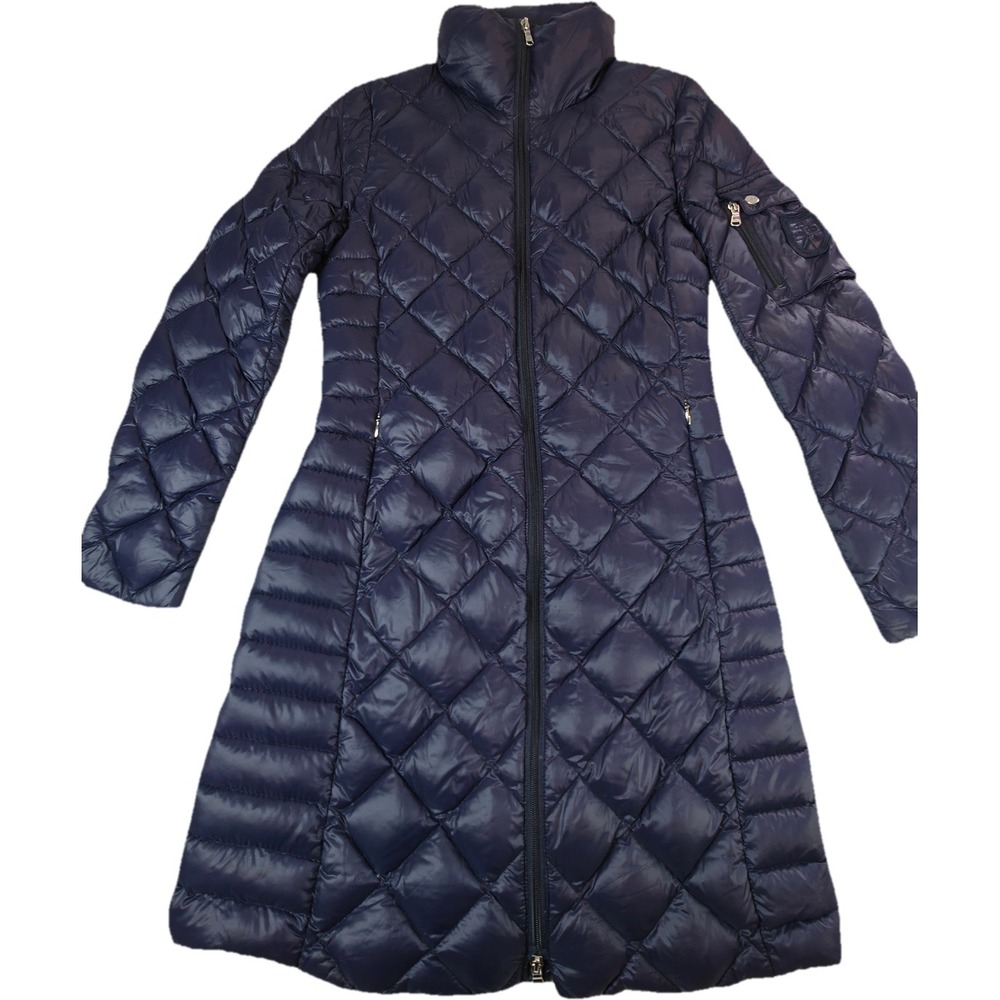 Lauren Ralph Lauren Navy Down Puffer Long Coat Womens XS Quilted LR1910